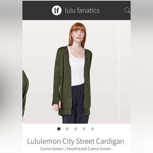 Lululemon city street cardigan heathered camo green size 6